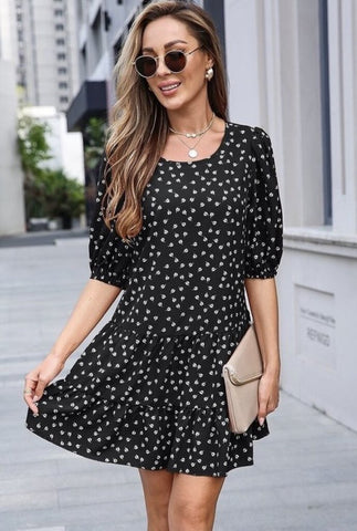 Black Dress with White Flowers