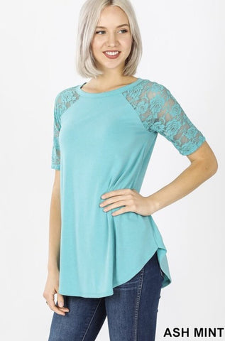 Short Sleeve Shirt with Lace Sleeves