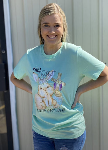 Silly Rabbit Easter is for Jesus Mint Tee Size S