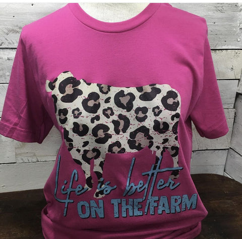 Life Is Better On the Farm Berry Bella Tee Size S