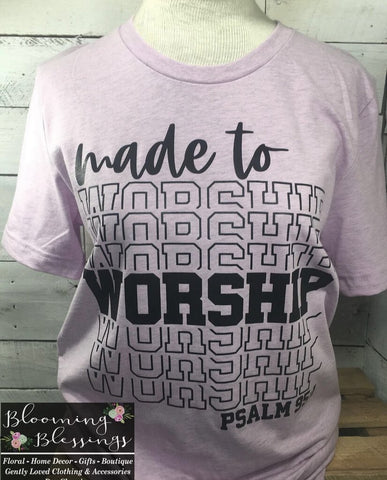 Bella Canvas Worship on Heather Prism Lilac Tee Size S