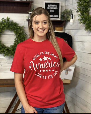 Red Home of the Brave - America Tee