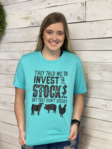 Heather Sea Green Invest in Stock Tee