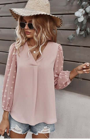 Mauve Shirt with Decorative Sheer Sleeves