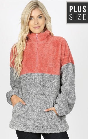 Dusty Rose Sherpa Pullover