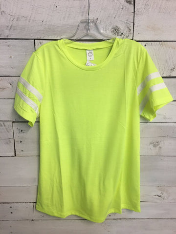 Neon Yellow With White Stripe Sleeves Shirt